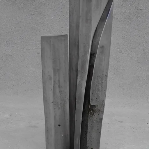 Image similar to liquid forms in metal abstract sculpture cyberpunk in the concrete