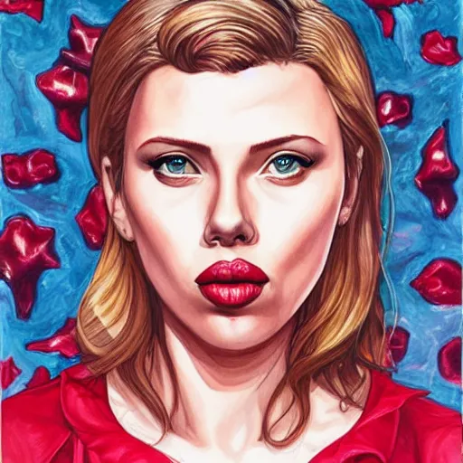 Image similar to Scarlet Johansson, painted by Martine Johanna