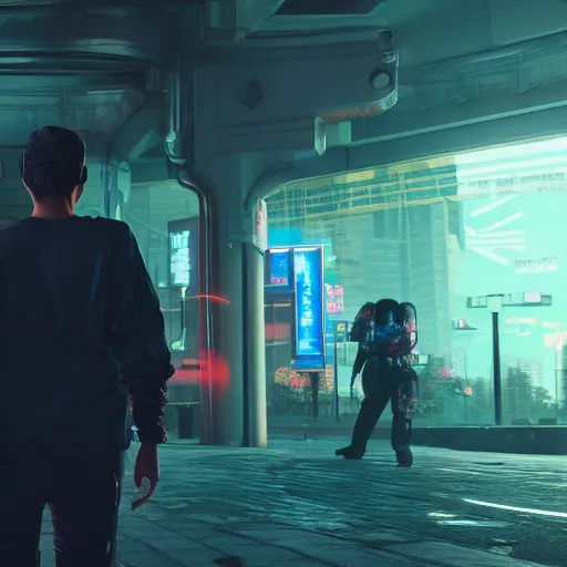 Prompt: A man, walking in a cyberpunk vaporwave world, 4k, photorealistic, intricate details, studio lighting, unreal engine