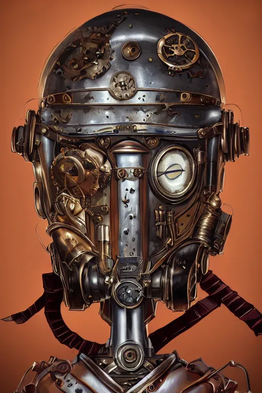 Image similar to steampunk helmet fantasy art mask robot ninja stylized digital illustration sharp focus, elegant intricate digital painting artstation concept art global illumination ray tracing advanced technology chaykin howard and campionpascale and cooke darwyn and davis jack