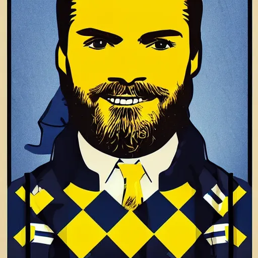 Image similar to Swedish propaganda poster of PewDiePie with the flag of Sweden in the background