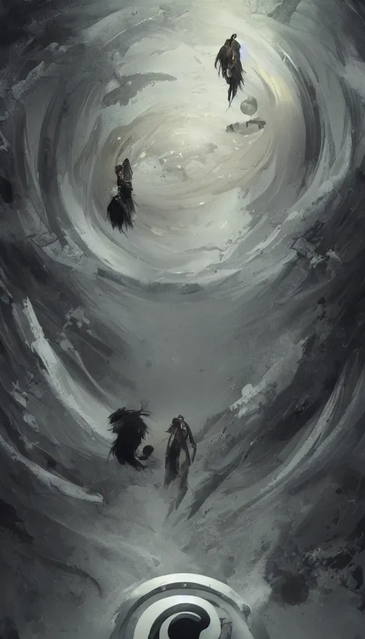 Image similar to Abstract representation of ying Yang concept, by Greg Rutkowski