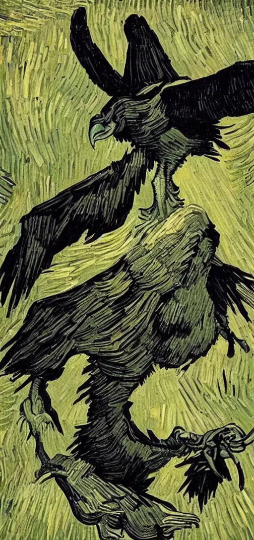 Image similar to vulture look in the style of Vincent Van Gogh