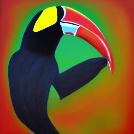 Image similar to toucan rastafarian oil painting, 4K