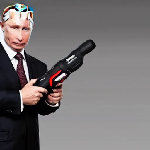 Prompt: Putin holding Electric Cordless Drill