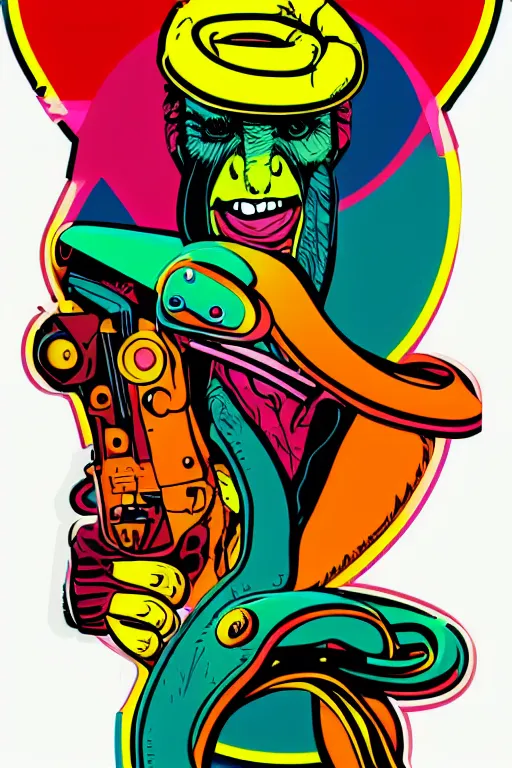 Prompt: happy snake, 7 6 retro futurist illustration art by butcher billy, sticker, colorful, illustration, highly detailed, simple, smooth and clean vector curves, no jagged lines, vector art, smooth andy warhol style