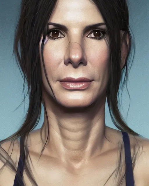 Prompt: painterly portrait, Sandra Bullock, fantasy, pascal blanch:7, james gurney:7, unreal engine:-1, cinematic light:7, 4k octane render:-1, trending on artstation:7, pinterest, full face, symmetrical face, volumetric lighting, deviantart