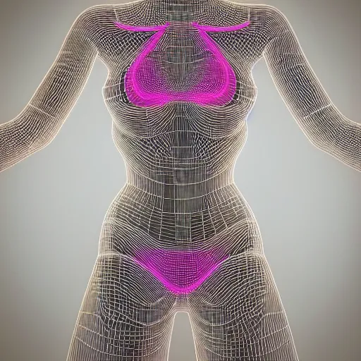 Image similar to 3 d neon art of a womens body, hyper - detailed