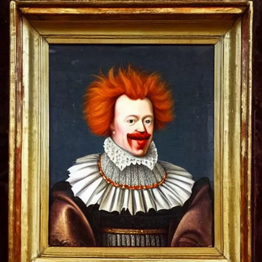 Image similar to 1 6 th century oil portrait of king ronald mcdonald