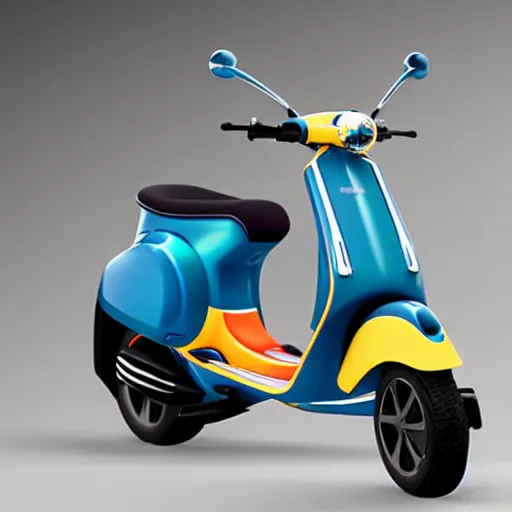 Prompt: experimental abstract Vespa design using new shapes and material for the neo Vespa of the future.