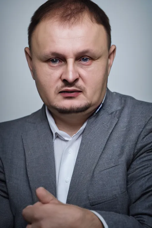 Prompt: belarusian economist sergey chaly closeup portrait studio lighting