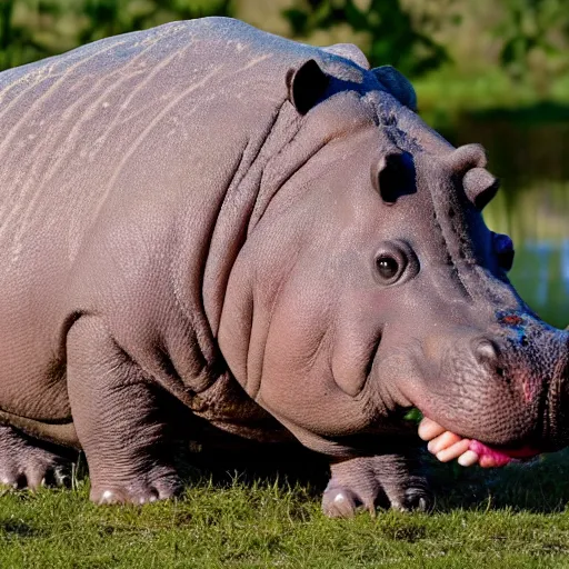 Prompt: a hippo made of brains