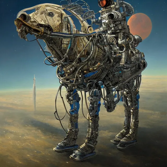 Image similar to astronaut on on all fours, horse from above, industrial sci - fi, by mandy jurgens, ernst haeckel, james jean