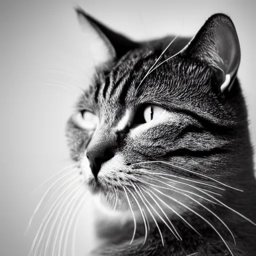 Image similar to chad cat, black and white filter, ultra hd, 8k