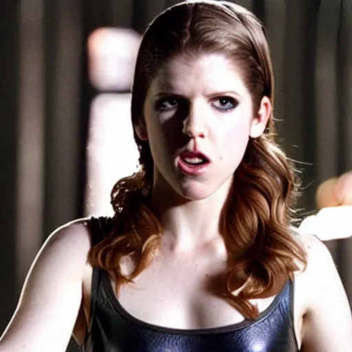 Image similar to amazing shot of Anna Kendrick as the T-9000 Terminator in a 2029 remake of Terminator