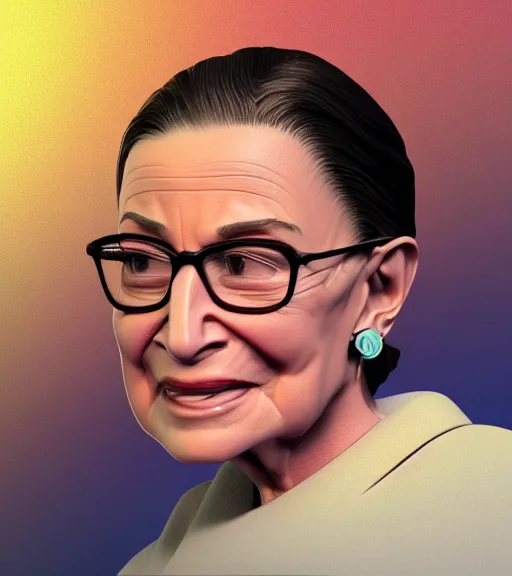 Image similar to Fanart 3D model of Ruth Bader Ginsberg, trending on artstation, cycles render, character bust, For Hire 3D artist, Pixar and Industrial