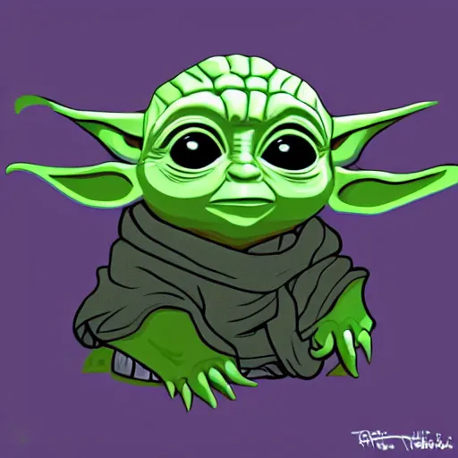 Image similar to Baby Yoda as a gangster, made by Randy Bishop, trending on artstation, 8k, hyperdetalied,