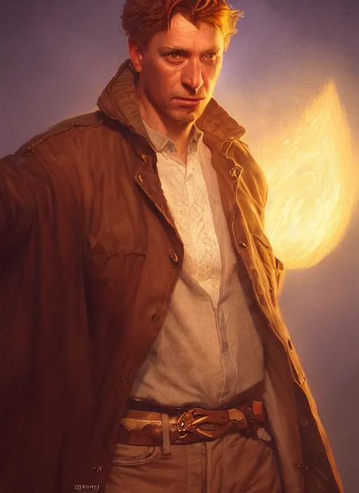 Image similar to Highly detailed portrait of Gabriel Knight, from Sierra adventure game, fantasy art by Greg Rutkowski, Stanley Artgerm, Tom Bagshaw, global illumination, radiant light, detailed and intricate environment