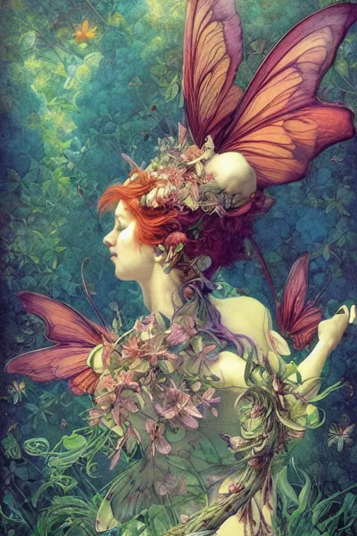 Image similar to a faerie, symmetry, vivid color, detailed, by jean - baptiste monge and maxfield parrish and artgerm