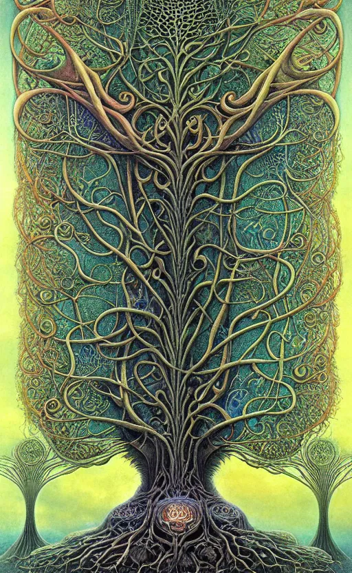 Image similar to tree of life by roger dean and andrew ferez, art forms of nature by ernst haeckel, divine chaos engine, symbolist, visionary, art nouveau, botanical fractal structures, organic, detailed, realistic, surreality