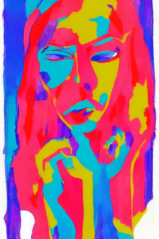 Image similar to the abstract painting of an image of a lady artistic flat illustration by joshy frost