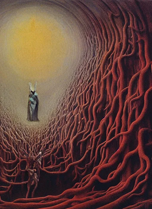 Image similar to the seventh circle of hell from dante's divine comedy. highly detailed painting by zdzisław beksinski 8 k