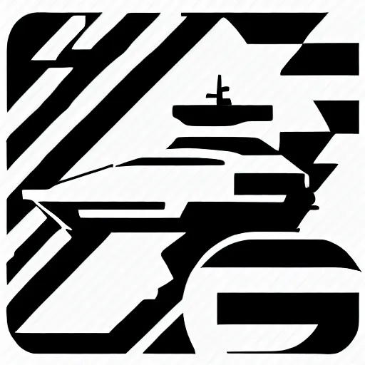 Image similar to black and white motor yacht vector icon, detailed, hard borders,