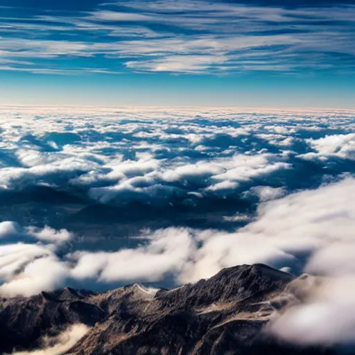 Image similar to mountains floating above the clouds