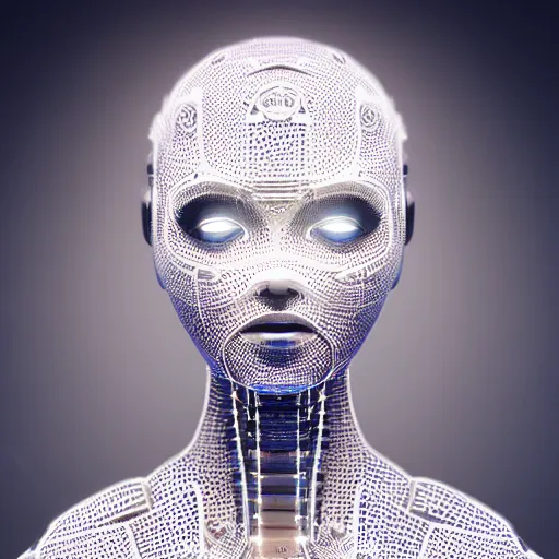 Image similar to beautiful centered fine art photo portrait of romantic beautiful girl as a solarpunk robotic humanoid, white mechanical parts with led lights, ballet style pose, photorealistic, white background, highly detailed and intricate, soft box lighting, hdr 8 k