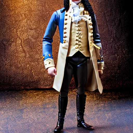 Image similar to action figure from the broadway musical hamilton, award winning product photography