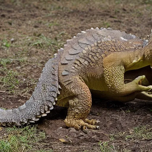 Image similar to a hybrid between a komodo-dragon and a pangolin, national geographic file-photo, photography