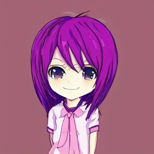 Prompt: a chibi anime girl with pink hair cute