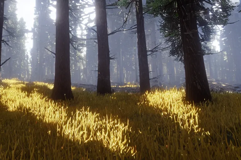 Prompt: An yellow ipe forest in Red Dead Redemption 2