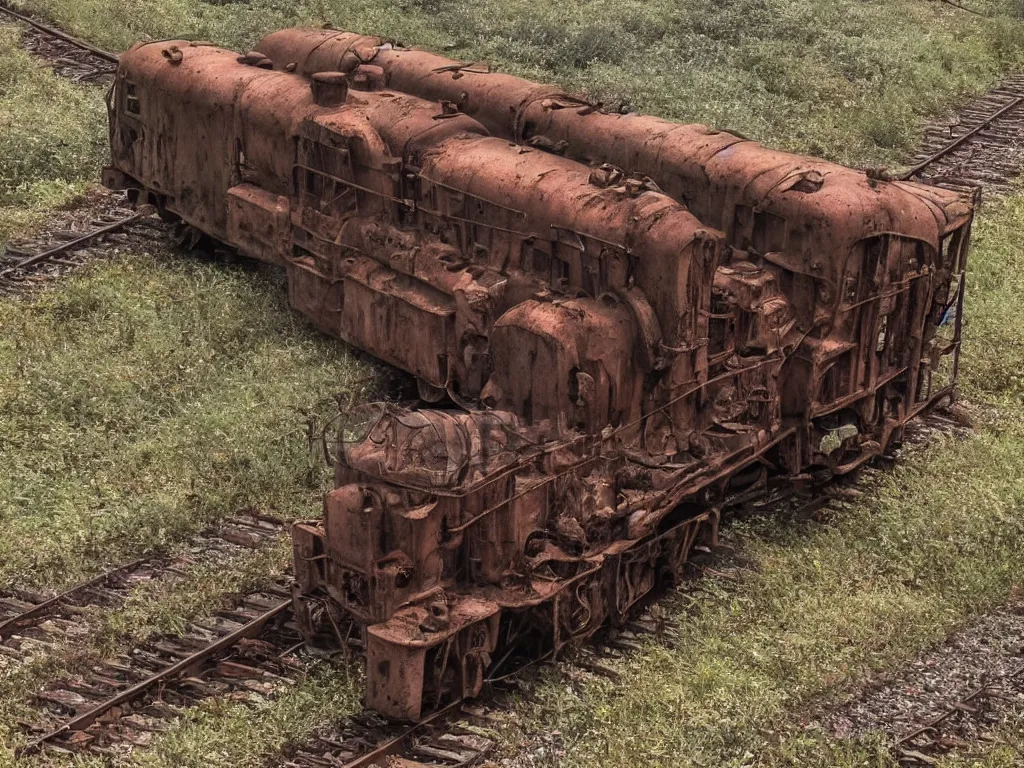 Prompt: old rusty train in quicksand