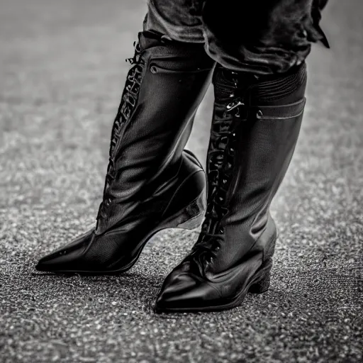 Image similar to a person wearing boots that are made from a Lamborghini , ultrafine detail, sharp focus