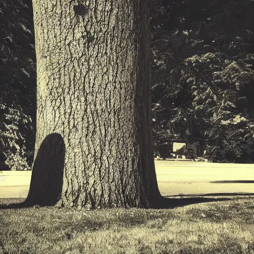 Image similar to shadow monster hiding behind a tree, iphone photo, eerie, 2022
