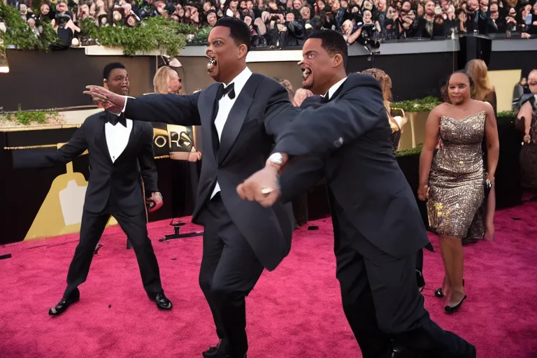 Prompt: chris rock slapping will smith, at the oscar's, 8 5 mm