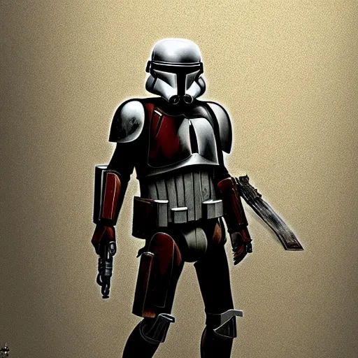 Image similar to an imperial stormtrooper walking, full body photography, extremely long shot, long shot, full-length, head-to-toe, concept art by Doug Chiang cinematic, realistic painting, high definition, concept art, the Mandalorian concept art style