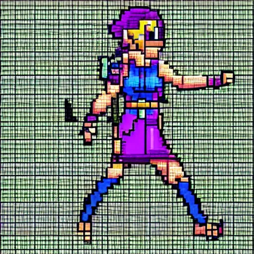 Prompt: pixel art video game sprite of a female adventurer