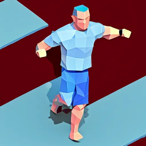 Prompt: Low poly isometric John Cena