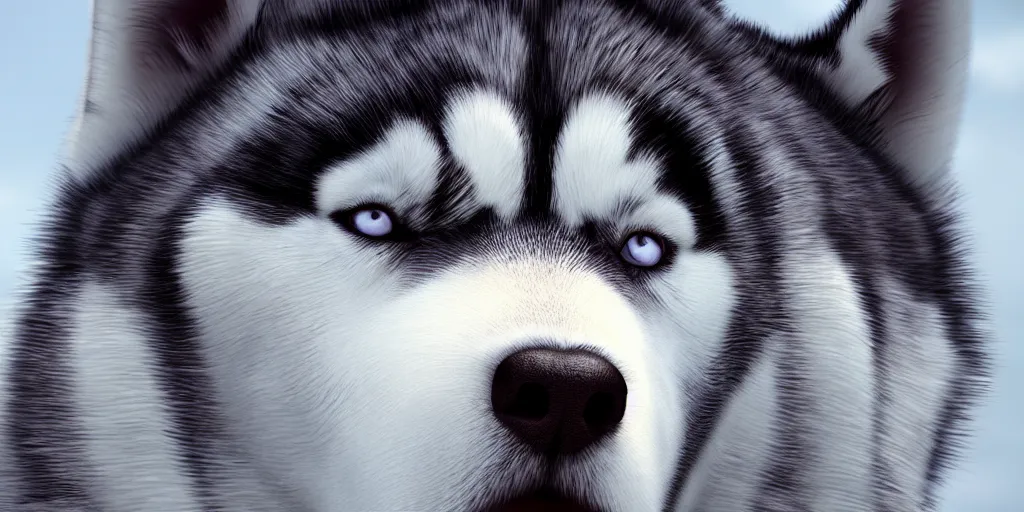 Prompt: a portrait of a husky, cinematic lighting, trending on artstation, 4k, hyperrealistic, focused, high details, unreal engine 5, cinematic, masterpiece