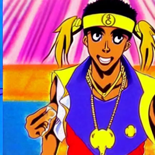 Prompt: a screenshot of tupac in the anime sailor moon ( 1 9 9 2 )