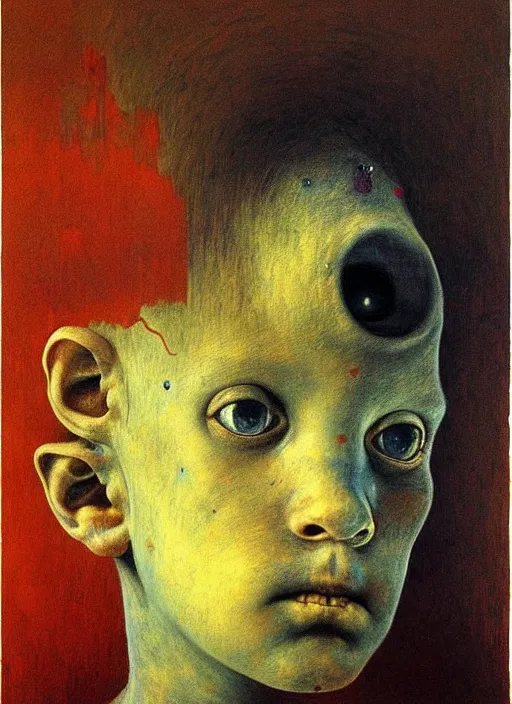 Prompt: detailed painting of a boy in a hall by otto dix, rich deep colors. Beksinski painting.masterpiece