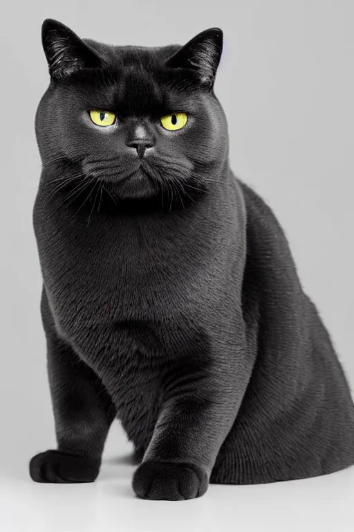 Prompt: studio photo of a black british shorthair cat