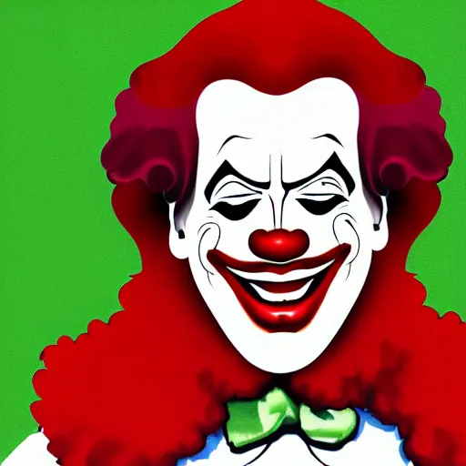 Image similar to Full-body portrait Ronald McDonald dressed like the Insane Clown Posse. Digital painting.