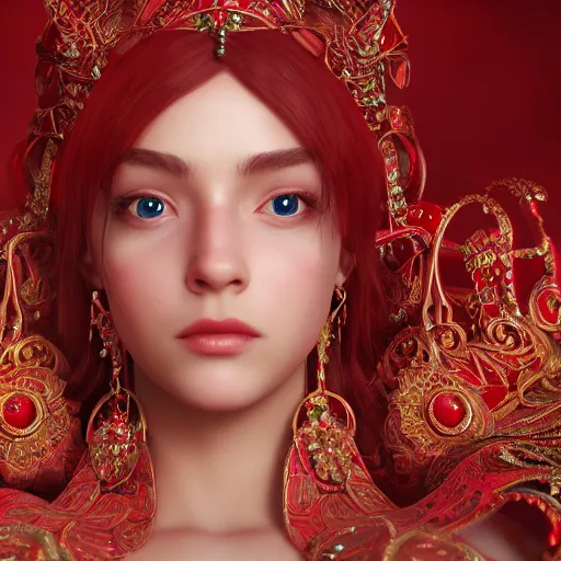 Image similar to portrait of wonderful princess of ruby with fair skin, ornate 8 k gorgeous intricate detailed, accent lighting, dramatic light, octane render