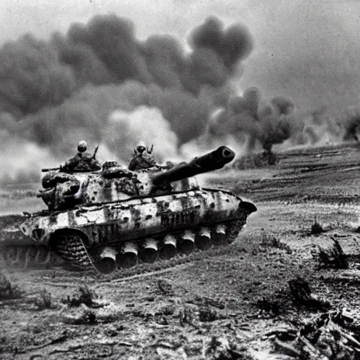 Image similar to lack and white photo Dragons in Battle of Kursk WWII