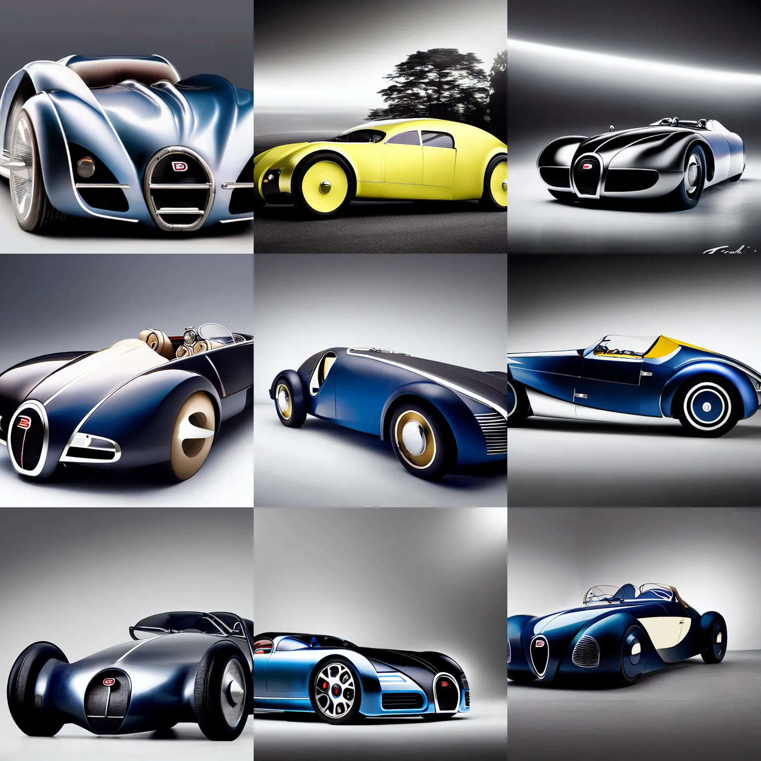 Prompt: a futuristic bugatti type 5 7 sc atlantic concept, studio lighting, award - winning car magazine photography