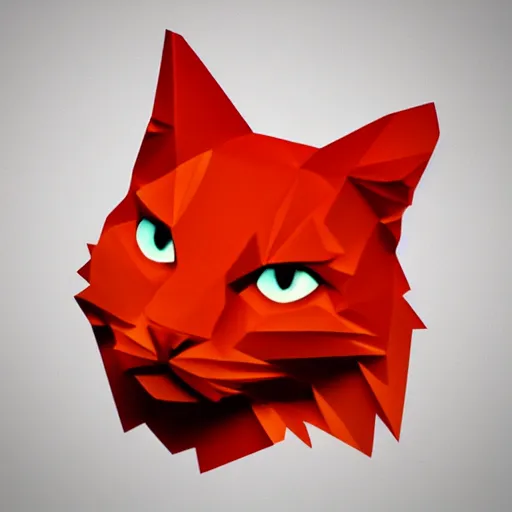 Prompt: orange to red gradient low poly art of cat