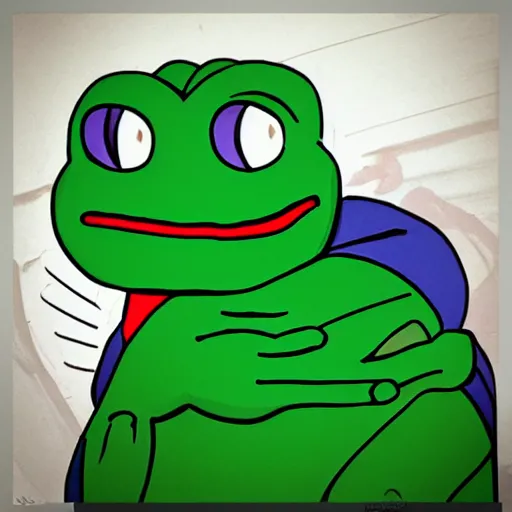 Image similar to super rich pepe hugging each other